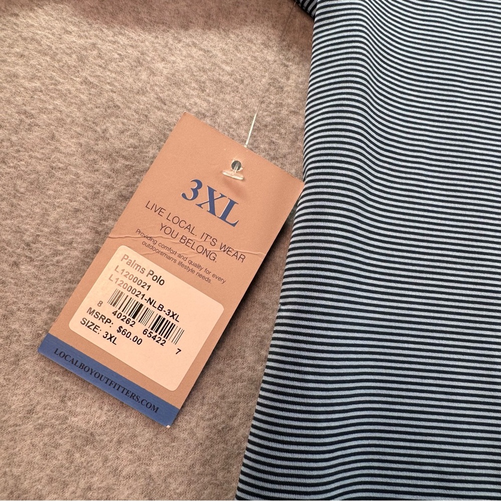 NWT Local Boy Outfitters Palms Polo Blue Striped Embroidered Logo 3XL - Picture 10 of 10
